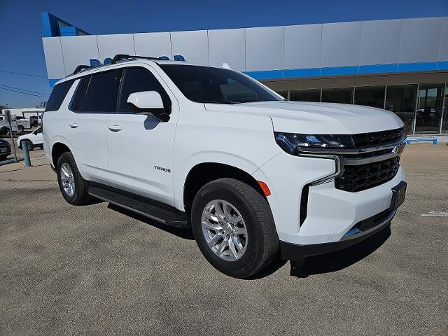 2023 Chevrolet Tahoe LS in Summit White — front three-quarter view