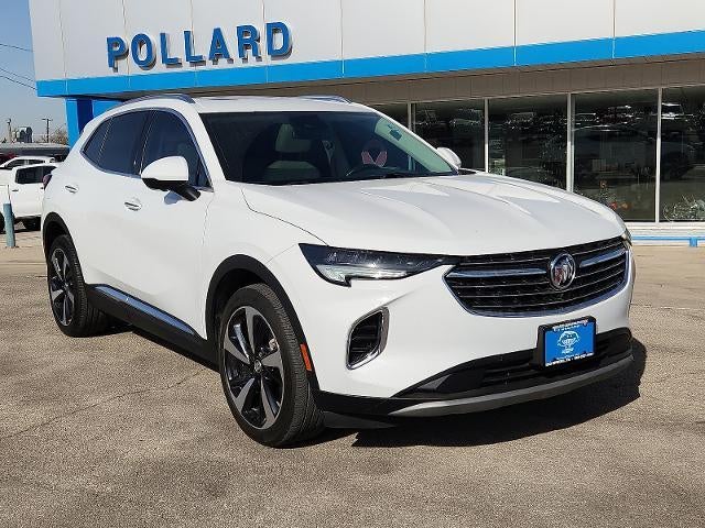 2022 Buick Envision Essence in Summit White — front three-quarter view